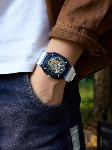Image of French Connection | Skeleton Dial | Transparent Acrylic Case | Silicone Strap | Quartz Watch for Men - FCG01