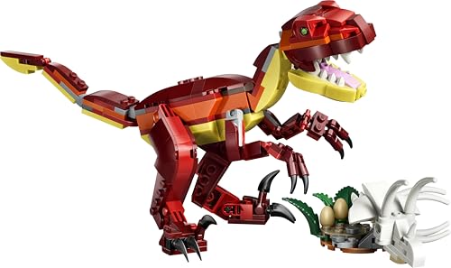 Creator 3 in 1 Feroce Dinosauro Giocattolo - Figure di Velociraptor, Stegosauro o Pterosauro con Elementi Scheletro e Denti Affilati - Regalo di Compleanno per Bambini e Bambine da 8 Anni - 31379 - Lego - Immagine 8