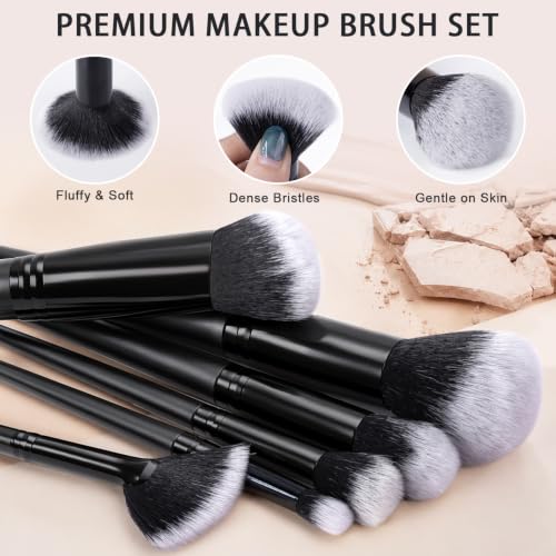 HGHDBT Black Makeup Brushes Set Professional Makeup - Image 4