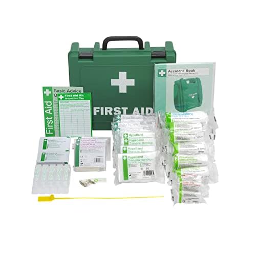 Safety First Aid Group Workplace First Aid Kit (Medium 11-20 Persons) Economy HSE-Compliant with Inspection Tags, Accident Book, Wall Bracket, Extra Plasters