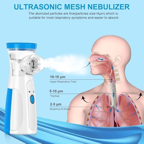 Image of Portable Mesh Nebulizer Machine with Carry pouch | Carry Pouch, Wireless, Dual Power, Auto Shut Off, Ultrasonic Nebulizer Machine, 2026 model