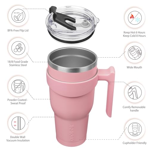 Image of BJPKPK 40 oz Tumbler with Handle & Straw, Insulated Stainless Steel Mug