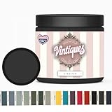 Vintiques Chalk & Mineral Paint, Licorice, 8oz - Matte Finish- Easy Application for DIY Projects - Furniture, Wood, Metal, Home Decor and More - includes color card
