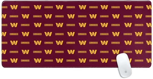 Skinit Extra Large Gaming Mouse Pad - Officially Licensed NFL Washington Commanders Blitz Series Design with Stitched Edges, Waterproof, Non-Slip Rubber Base, Desk Mat for Keyboard & Mouse