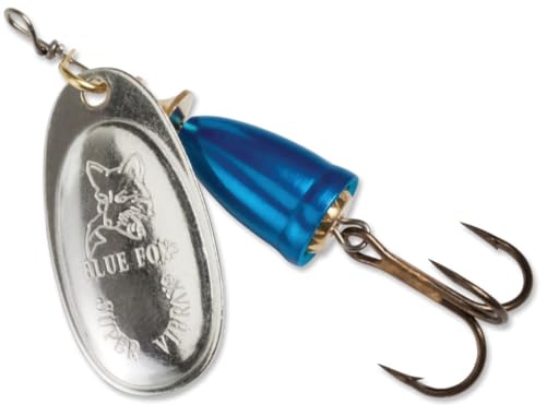 Blue Fox Classic Vibrax 01 Plated Tackle, Silver/Chrome Blue, 1/8
