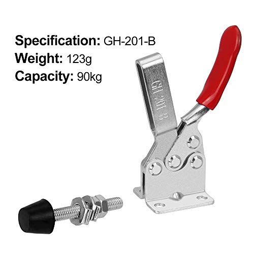 Favengo 4 Stück Kniehebelspanner Schnellspanner GH-201B 90Kg/198Lbs Fassungsvermögen Horizontal Toggle Clamp Haltekraft Waagrechtspanner Anti-Rutsch Knebelklemme Handwerkzeuge für Schweißen