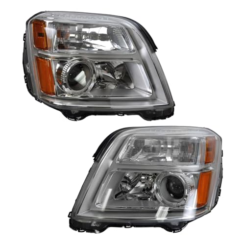 Image of TRQ Driver and Passenger Side Headlight Assembly Set Compatible with 2010-2015 GMC Terrain