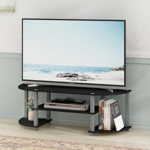 Image of Furinno Turn-S-Tube 3-Tier TV Stand for TV up to 55 Inch, Classic Black
