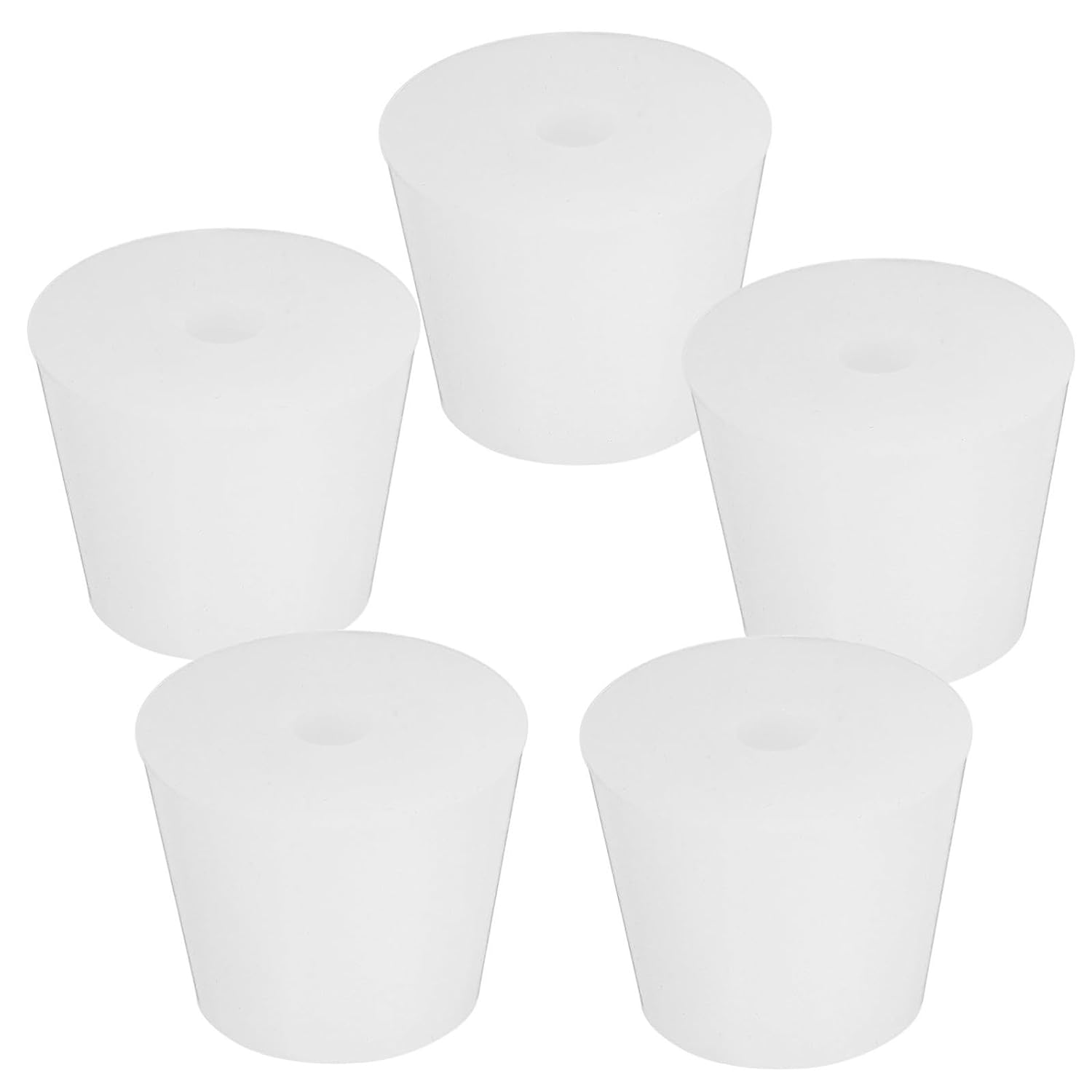 5pcs Food Grade Silicone Hole Plugs for Test Tube Sealing, Solid Reusable Silicone Stoppers with Single Hole, Laboratory Caps for Scientific Use