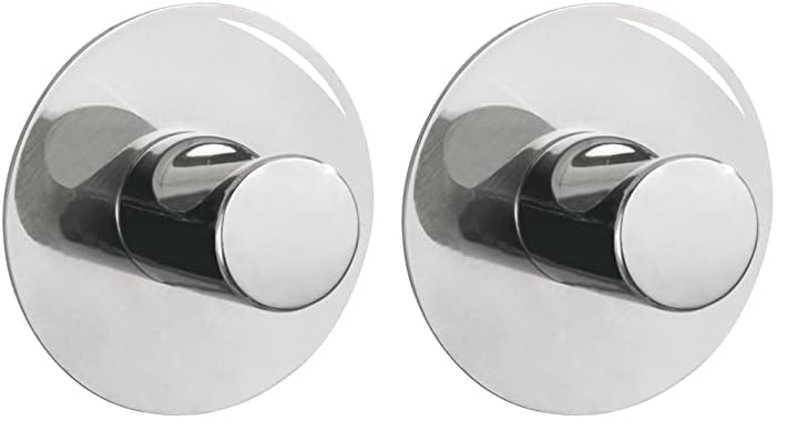 Wenko Wandhaken Savona - Handtuch-Haken, Kleiderhaken, selbstklebend, Edelstahl rostfrei, 5 x 2 x 5 cm, Glänzend (Packung mit 2)