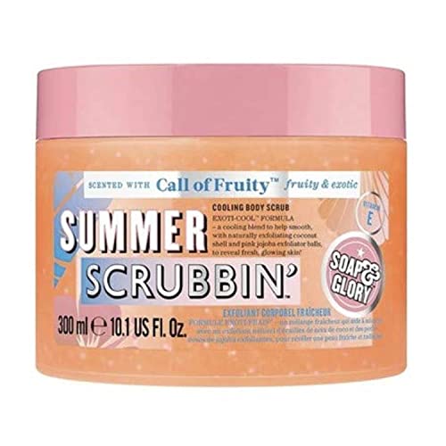 Soap & Glory Call Of Fruity Exfoliating Body Scrub – Smoothing & Buffing Body Scrub – Tropical Fruit Scented Body Polish – Brightening Body Scrub with Coconut Shell Powder (300ml)