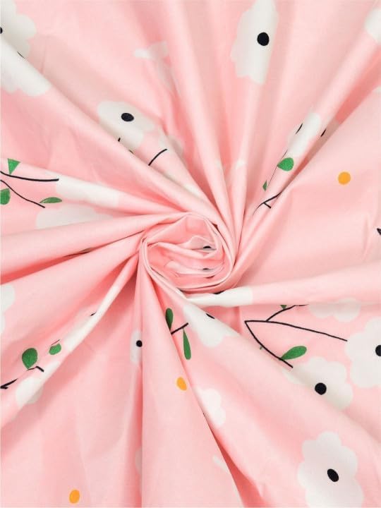 Image of 380 TC Premium Glace Cotton Elastic Fitted Bedsheet King Size with 2 Pillow Covers King Size | Double Bed with All Around Elastic (Pink Frill, Fitted Queen-60x78)