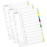 Trennblätter für Ordner A4, 12-teiliges, 3er Set, A4 Ordner Trennblätter, Register für Ordner, 11 Löcher Gestanzt mit Digitalen Trenn-Blätter für Organisation im Büro
