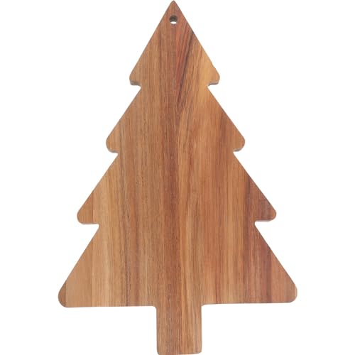 Luxshiny Christmas Tree Charcuterie Board, tabla de cortar y bandeja de madera para snacks, quesos y aperitivos navideños, forma de árbol de Navidad miniatura 5