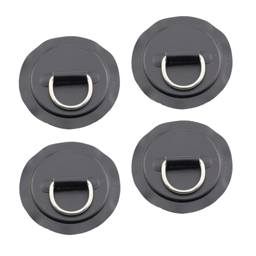 Guifeng 4PCS 8cm Inflatable Boat Rope Buckle Surfboard Stainless Steel D Ring Buckle Black Pulp Board Storage PVC Patch Suitable for PVC Inflatable Boat Kayaks Canoes Surfboard