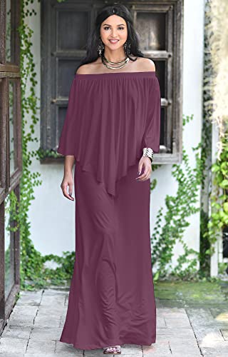 Image of KOH KOH Womens Strapless Off Shoulder Flattering Cocktail Maxi Dress Gown