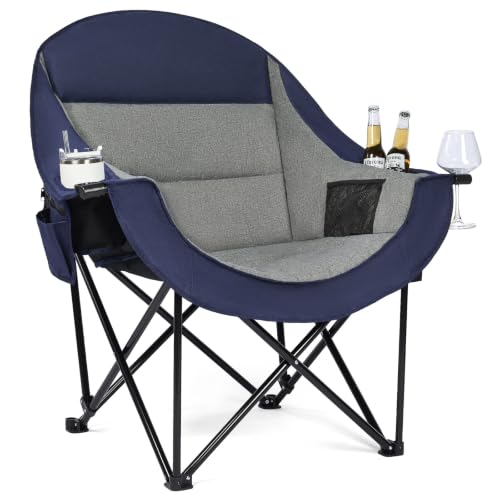 Image of Oversized Camping Chairs for Adults - Heavy Duty Padded Outdoor Camp Chair