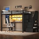 Ampio spazio di archiviazione: un grande armadio sotto il letto con asta appendiabiti offre spazio sufficiente per appendere i vestiti. La scala a 4 livelli offre spazio per alcune cose. La tovaglietta offre una comoda postazione di lavoro per lavorare o studiare. Lo scaffale può contenere alcuni documenti.