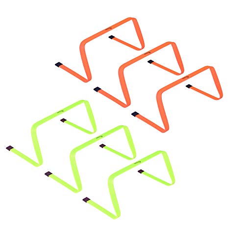 Kosma Pack of 6 Agility Training Fitness Flat Hurdles | Multi-Sport Speed Training Aid with Carry Handle : Size 12 Inch - Color: 3pc Yellow, 3pc orange - Image 3