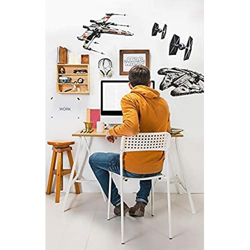 Komar - Star Wars - Deco-Sticker SPACESHIPS - 100 x 70 cm - Wandtattoo, Wandsticker, Wandaufkleber, Wandbild, Raumschiff, Millennium Falke - 14723h, weiß/Schwarz