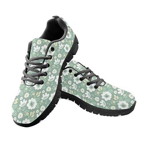 JEOCODY Abstract Hippie Flower Women's Shoes Casual Lace Up Sneakers Trainers Athletic Running Cycling Hiking Gym Footwear