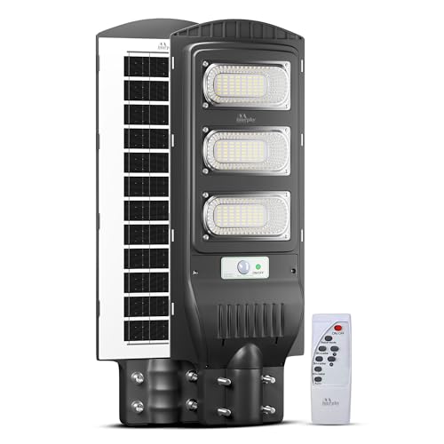 Image of Murphy 90W Solar Street Light | Light Output Equivalent to 12W LED | 144 SMD LEDs | 12Ah Battery | Dusk to Dawn Auto On /Off | Motion Sensor | IP65 Waterproof | Cool White | ABS Body | 1 Year Warranty