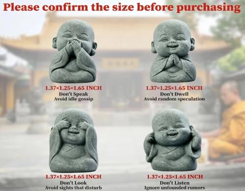 Set 4 en 1 Mini Estatua Buda Zen para Decoración miniatura 6