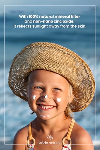 Image of Bade Natural SPF 50+ Kids Sunscreen Refill Lotion - 100% Natural Mineral-Based Broad Spectrum Sun Protection with Zinc Oxide & Botanical Oils - Refillable Eco-Friendly Pack, 3.7 fl oz