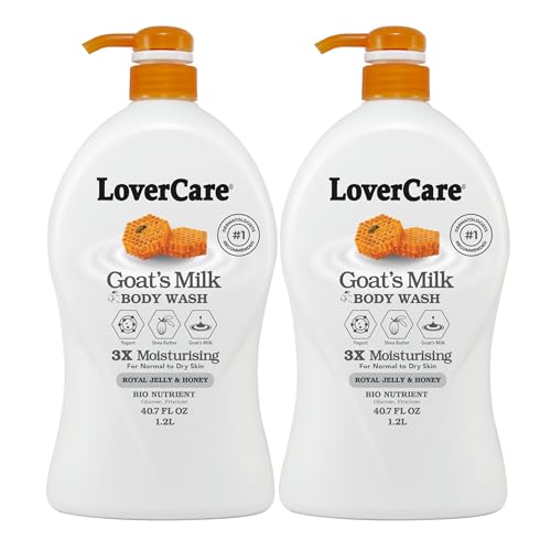 Lovercare Goats Milk Body Wash Moisturising Royal Jelly-Honey 40.7 Fl.Oz - Pack of 2 bottles