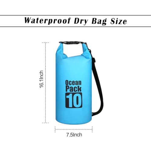 Bolsa seca impermeable flotante con correa ajustable para hombro y hebillas reforzadas, bolsa a prueba de fugas para natación, kayak, playa y deportes acuáticos al aire libre - 10L - Blanca miniatura 2