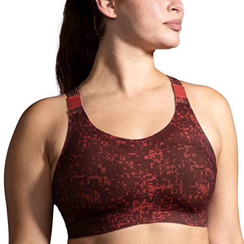 Brooks Women's Racerback 2.0 Sports Bra for High Impact Running, Workouts & Sports with Maximum Support - RR Glitch Print/Copper - 32E