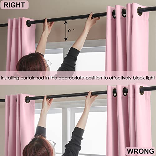Rutterllow 100% Blackout Curtains, 96 Inches Long Full Blackout Drapes for Bedroom/Kids Room, Thermal Insulated Living Room Window Treatment Drapes (Set of 2 Panels, Pink, 52x96 inch) by Rutterllow - Image 4