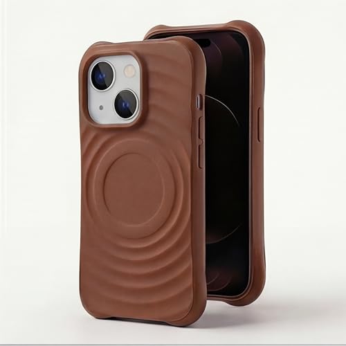 Image of amazon basics Shockproof Case for iPhone 13 | Ripple Pattern | Camera Protection | Protective Cover with Enhanced Grip & Wireless Charging Support - Brown