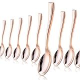 Mimorou 300 Pcs Disposable Mini Spoons Set 4 Inch Small Plastic Desserts Heavy Duty Tasting Spoons for Appetizers, Puddings, Ice Creams (Rose Gold)