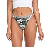JHKKU Underwear Comfort Camo Print for Women Thongs Sexy 2-Pack Briefs Breathable G String Panties M