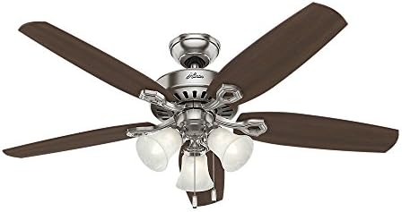 Hunter Fan 52 inch Brushed Nickel Indoor Ceiling Fan with Lights and Pull Chain for Bedroom, Living Room/Family Room, Dining Room, Kitchen, Office (Renewed)