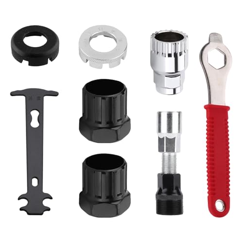 YGCQFH 8 Pcs Crank Extractor Puller Bike Crank Removal Tool Includes Crank Puller Freewheel Tools and Chain Checker Bicycle Repair & Mountain Bike Maintenance Steel Construction