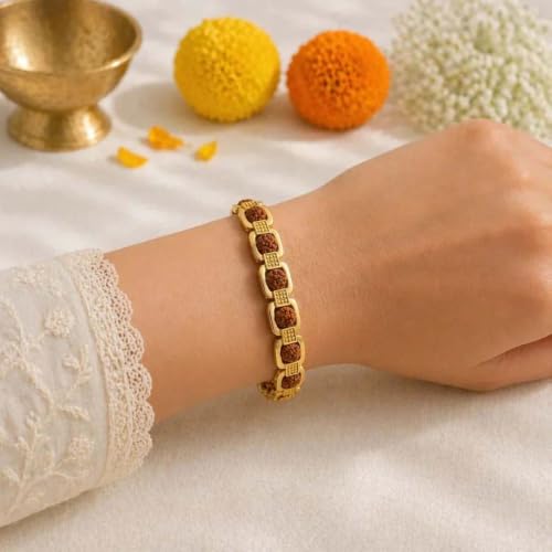 Image of Natural Rudraksha Beaded Bracelet for Men & Women | Spiritual Prosperity & Positive Energy Accessory
