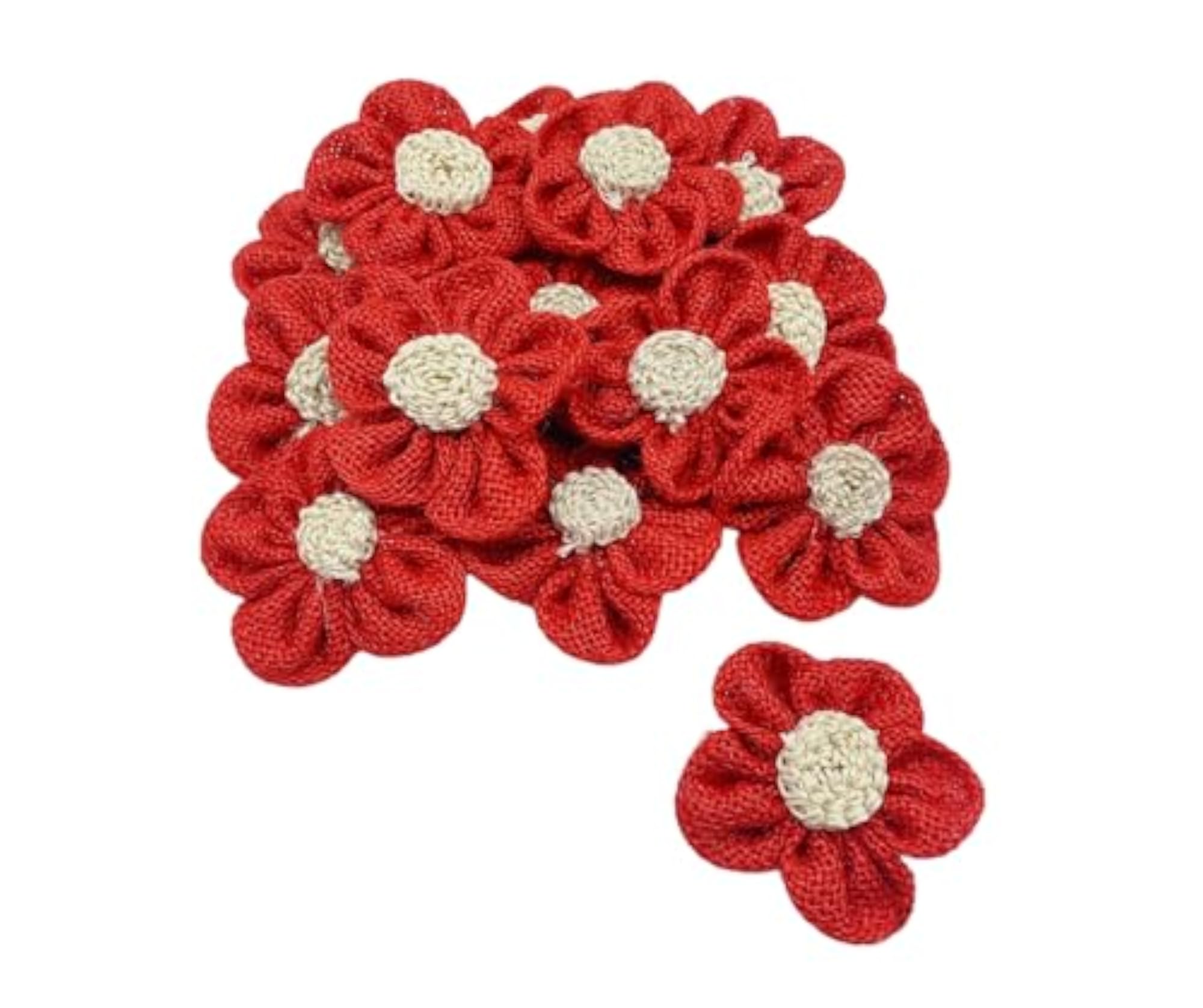Handmade Jute Burlap Rose Flowers, 7 x 7 cm