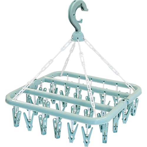 Ram Clothes Socks Drying Hanger 32 Peg Clips And Drip Foldable Washing Clothes Hanging Rack