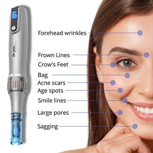 Dr. Pen Ultima M8S - Wireless Beauty Pen - Skin Care Tool Kit + 0.25mm 12pins х2 + 0.25mm 36pins х2 + Round Nano x2