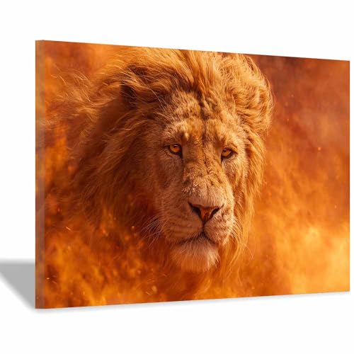 Toile lion abstrait marron 70x100 tableau décoration séjour CUDAOO