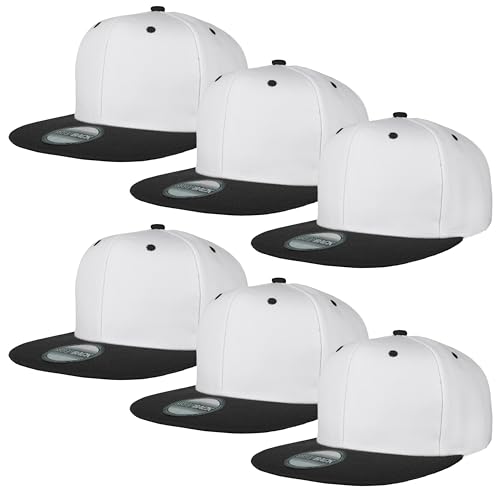 Image of Gelante Plain Blank Flat Brim Adjustable Snapback Baseball Caps LOT 6 Pack