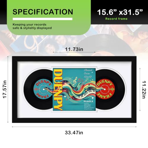Image of DUENPY 15.6x31.5 Vinyl Frame For 12.5x12.5 Cover White Mat | Displays 12.5x12.5 Album Cover Art, Supports Wall Mounting For Home Music-Themed Wall Decor.