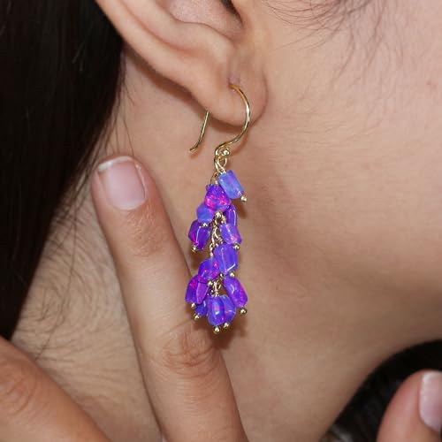 GOODSTONE JEWELS Cluster Dangle Drop Earrings for Women | Multicolor Opal Birthstone Jewelry | 18K Gold Plated & 925 Sterling Silver | October Birthstone Jewelry | Wedding|Anniversary|Engagement Gift4