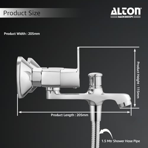Image of ALTON QDRL5900 Brass, Wall Mixer With 5-Function Hand Shower & 1.5 Meter Tube, Chrome Finish