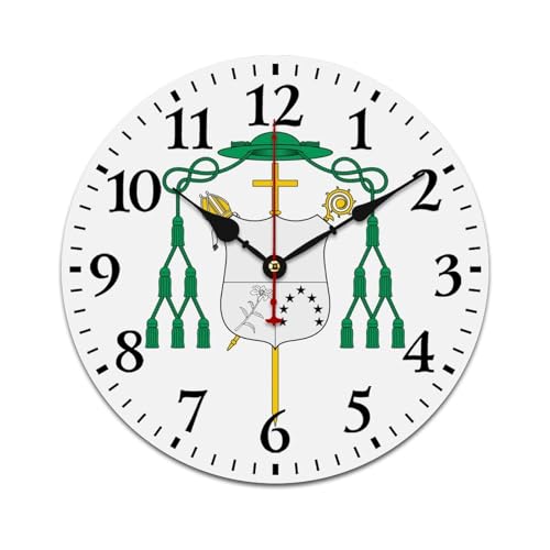 Reloj Pared Escudo de Armas de Leandro Arrúe Y Agudo, Relojes, Sin Tictac, Moderno, Reloj Cocina Pared para Comedor Salon Escuela 25cm