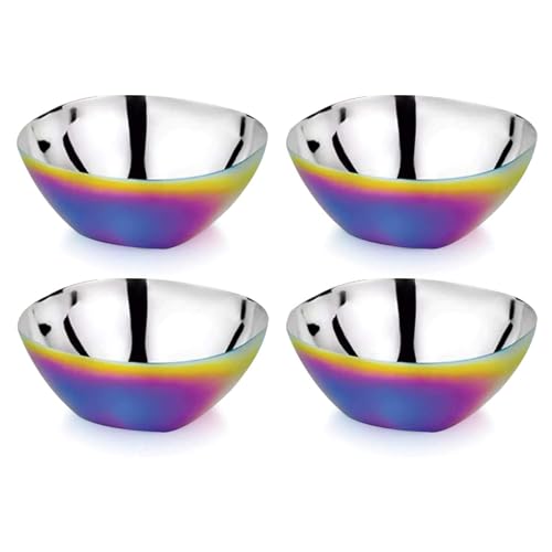 Ahimsa Stainless Steel Bowls for Kids, Durable Pediatrician Designed Toddler Snack Bowl, Premium Non Toxic Metal, Easy to Clean & Dishwasher Safe, Set of 4 Rainbow