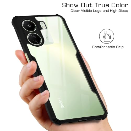 Image of Jkobi Hybrid Back Cover Case for Redmi 13C 4G (Shockproof with Polycarbonate Clear Panel | Professional Black)