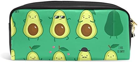 YZGO Pencil Case Funny Cute Avocados Emoticon Portable Pen Organizer Cosmetic Bag PU Leather Large Capacity for Travel